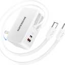 [Upgrade] SUPERONE 4 in 1 Retractable Wall Charger with Dual USB C Cables, USB C Charger Block 78W Fast Charging, Retractable Phone Charger Wall Plug for iPhone 17/16/15/14/13, iPad, Samsung, Pixel