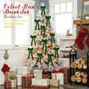 12 PCS Green Velvet Christmas Bows Ornaments Decorations, 10.2'' Vintage Long Velvet Bows Decor Ornaments for Christmas Tree Wreath Mantle Stair Gift Wrap, 0.98 W/5.11 * 10.23 inch