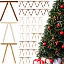 30 Pcs Christmas Velvet Wreath Bow, 5 x 7 Inch Vintage Velvet Ribbon Bows Rustic Crafts Gift Bows for Holiday Xmas Tree Wrapping Crafts (Beige,Khaki,Brown, Width of 3/8")