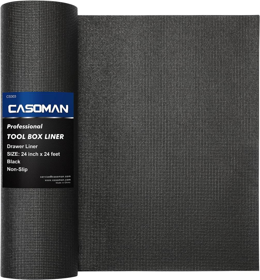 CASOMAN Professional Tool Box Liner and Drawer Liner 24 inch x 24 feet,Easy Cut Non-Slip Foam Rubber Toolbox Drawer Liner Mat - Adjustable Thick Cabinet Liners, 24"W x 288"L