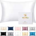 SilkSilky 100% Mulberry Silk Pillowcase - Pure 22 Momme High-Grade 6A Fibers for Hair & Skin, Hidden Zipper, Natural, Organic, Breathable & Cooling Pillow Case (King 20''x36'', White)