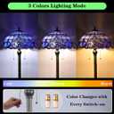Tiffany Floor Lamp Blue Baroque Style Stained Glass Standing Reading Light