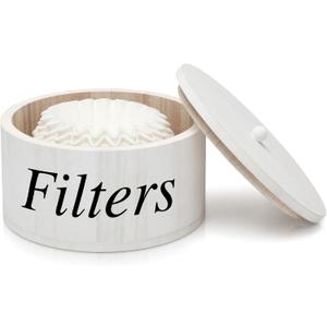 Chunful Coffee Filter Container Wooden Coffee Filter Storage Holder with Lid Farmhouse Bar Accessories Rustic Station Organizer for Storing Various Papers Tea Bags Beans, White Chunful Coffee Filter Container Wooden Coffee Filter Storage Holder with Lid Farmhouse Bar Accessories Rustic Station Organizer for Storing Various Papers Tea Bags Beans, White