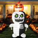 InfleasJoiy 5FT Pumpkin Zombie Halloween Decoration with Built-in LED Light, Suitable for Lawn, Yard, Garden, Terrace Halloween Outdoor Inflatable Decoration