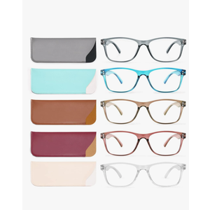 Reading Glasses Blue Light Blocking, Computer Glasses for Women Men, Fashion Square Eyeglasses 5 Pairs, +2.0