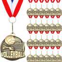 Cunno 24 Pcs Gold Medals Bulk 2 Inch Award Ribbons Sports Themed Metal Medal Trophy for Team Day Tournaments Birthday Party Winner Gifts