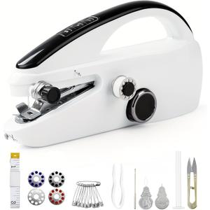 Handheld Sewing Machine, Portable & Cordless Mini Sewing Machine for Beginners - Electric Fast Stitching, DIY Fabric Clothes Repair Kit, Home Travel Mending Machine with Accessories(White)