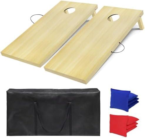 Cornhole Board Set, 4 ft x 2 ft Regulation Size Corn Hole Game Set for Adults with 8 Corn Hole Toss Bags and Carrying Case