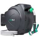 Retractable Garden Hose Reel - 5/8 in x 100 ft Automatic Wall Mount Heavy Duty Automatic Water Hose Reel with 9 Patterns Nozzle, Kink-Resistant Hose, 180° Swivel, Auto-Lock for Outdoor Watering