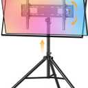 Portable Tripod TV Stand for 25 to 65, 70-inch Television with 15Tilt, 5 Pillar Height, Dual Safety Pins, Tall Tvstand Maxi Load 110 lbs, for Bedroom, Living Room and Outdoors, Black