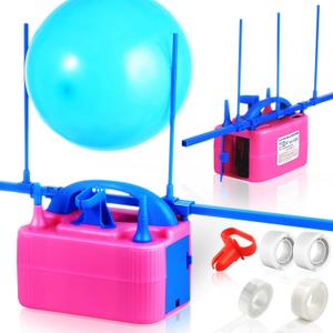 Balloon Pump Electric, Electric Air Pump Replace Manual Balloon Hand Pump, US Standard Plug Balloon Inflator Pump Electric with Dual Nozzles for Balloon Arch, Balloon Stand, Party Decorations (Pink-with Sizer)