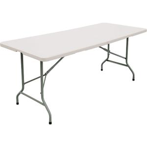 FORUP 6ft Table, Folding Utility Table, Fold-in-Half Portable Plastic Picnic Party Dining Camp Table (White)