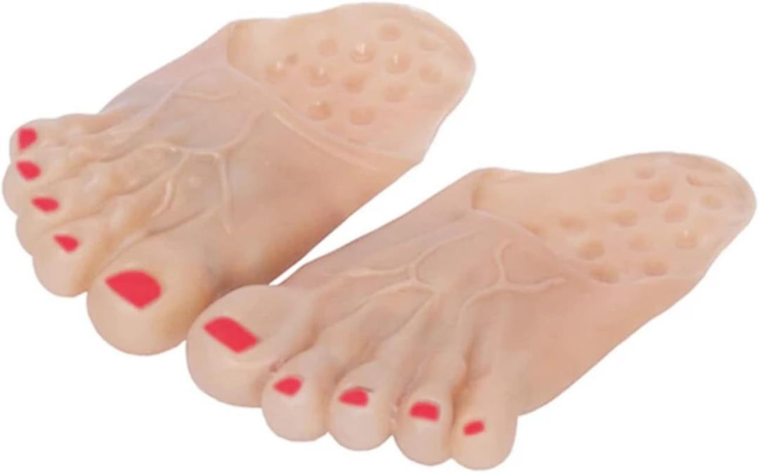 BinaryABC Halloween Jumbo Bare Feet Monster Feet Slippers,Halloween Cosplay Costume Props(Skin Color)