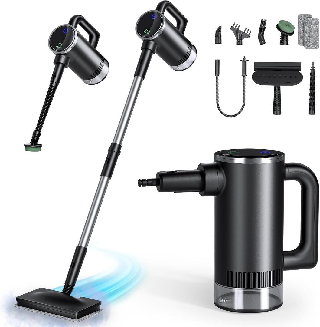 11-in-1 Steam Mop - Detachable Handheld Steam Cleaner with 380mL Tank, 260 Floor Steamer for Hardwood, Tile, Grout, Windows, Bath & Kitchen - 3-Level Steam Control, Multi-Purpose Floor Steam Cleaner