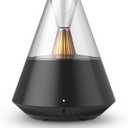 Essential Oil Diffuser, Modern Style Aromatherapy Aroma Diffusers with Candle Light, Fragrance Ultrasonic Cool Mist Humidifier, Remote Control, Auto Shut-Off, for Home Living Room Office (Black+adapter)