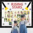 Tenceur 55 Pcs Movie Star Bulletin Board Set End of The Year Rising Stars Picture Frame Bulletin Board Grad Paper Cutouts for Class of 2026 School Classroom Blackboard Chalkboard Wall Decoration