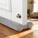 Superior Velvet Under Door Draft Stopper, 30'' to 36'' Adjustable Door Gap Filler, Double-Sided Windproof Seal, Easy-Install, Blocks Noise, Cold, Light, Dust & More (Gray)