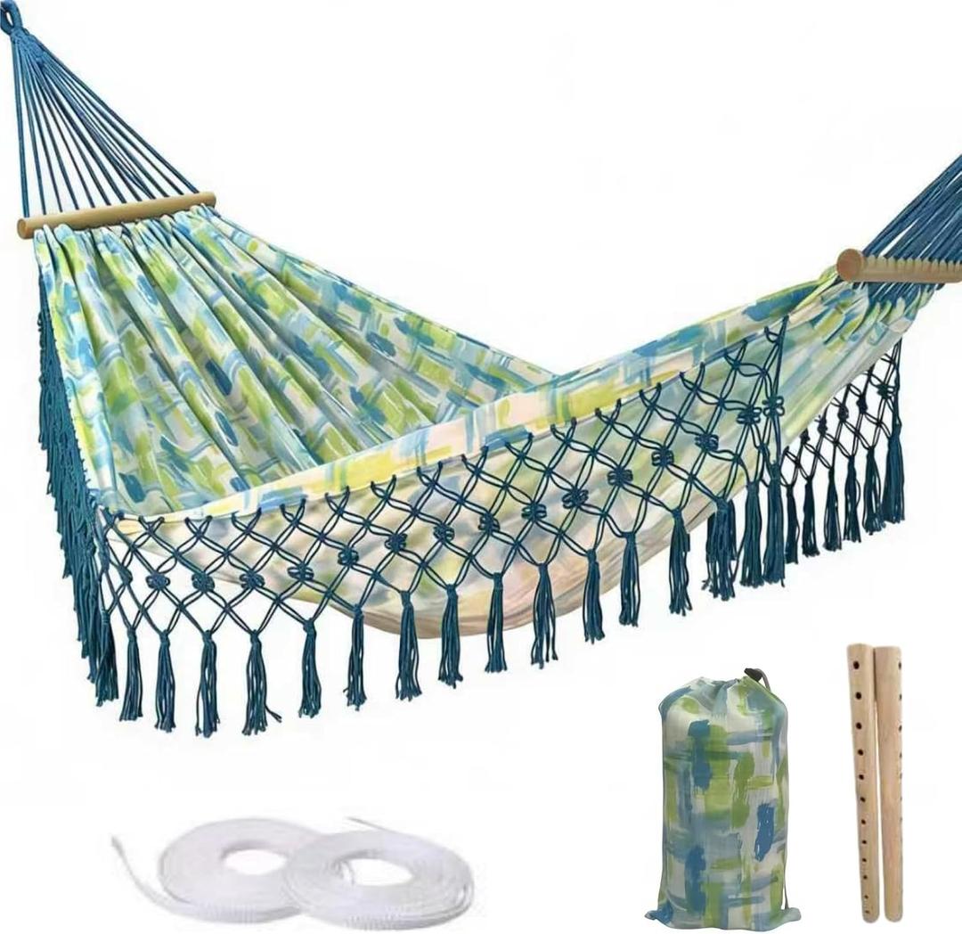 Portable Hammock, Bohemian Hammock,2person Hammock,for Suitable,Patio,Beach,Backyard,Garden,Cyan 79 * 59