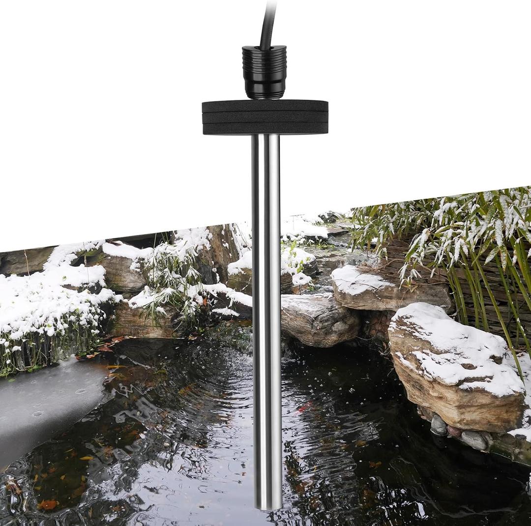 HITOP Outdoor Pond Heater - 150W 300W 600W Aquarium Heater for Small Ponds, Kio Pond, Pond De-icer with Long Cable Wire and Floatable Foam
