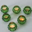 Woho Green Tea Lights Candle Holder Set of 12, Green Votive Candle Holders Bulk for Wedding Table Centerpiece, Tealight Candle Holder for Christmas Party Home Decor