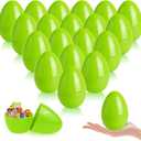 24 Pack Plastic Easter Eggs Large 3.5 Inch Empty Eggs Bulk Fillable for Easter Theme Party Favor Basket Stuffers Holiday Decoration (Green)