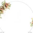 Wedding Arch Round Backdrop Stand White Metal Circle Backdrop Stand Circle Balloon Arch Stand Frame for Birthday Party Bridal Shower Anniversary Ceremony Candy Tables Celebration in 2.2x2.6m (7.2X8.5FT)