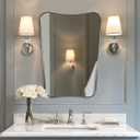 ANDY STAR Chrome Mirror for Bathroom, 22x30 Inch Asymmetrical Mirror, Polished Chrome Bathroom Vanity Mirror with Rust-Proof Stainless Steel 1 Frame, Unique Shape for Home Remodel