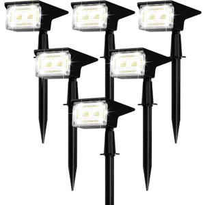 ZJOJO Solar Lights for Outside, Spot Lights Outdoor 40 LEDs IP65 Waterproof, with 4 Lighting Modes for Garden Yard, 6 Pack (Black)