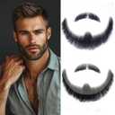 Fake Beard Realistic Fake Mustache - 100% Human Hair Black Goatee Beard, Costume Facial Hair Halloween Dressing Men Makeup Entertainment/Drama/Party/Movie(Black)