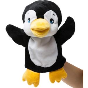 HollyHOME Plush Zoo Friends Hand Puppet Animal Puppet Penguin for Kids Storytime 14 Inches Black
