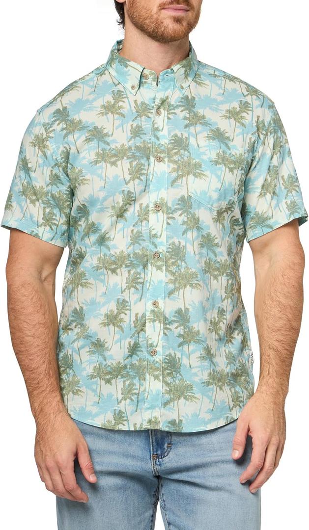Eddie Bauer Mens Eddie Bauer Printed Baja Shirt (2X, Lceladon)