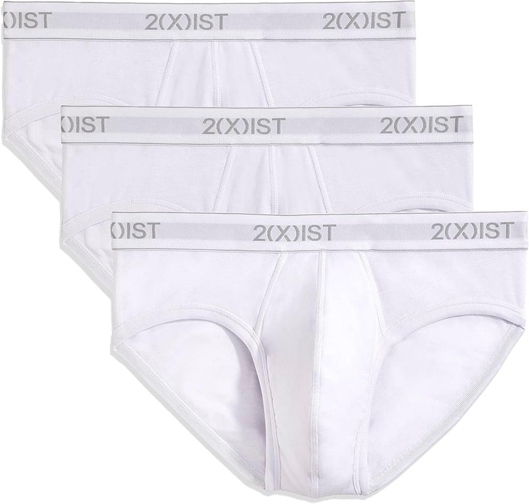 2(X)IST mens Essential Cotton No Show Brief 3-pack (Large, White New Logo)