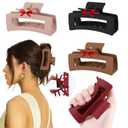 4 PCS Silicone Flexible Hair Claw Clips for Women, Cloud Soft Clips, 4 Inch Extra Large Claw Clips, Jumbo Claws clips for Thick Hair, Unsnappable Flexible Non-slip Rectangle, Valentine's Day Gifts