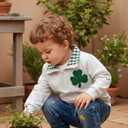 Toddler Boy Girl Christmas Outfit Quarter Zip Sweatshirt with Plaid Collar Shirt Pullover Top (3-4T, C1 Green Shamrock)