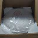 Benzara Zia 19 Inch Ottoman- White Faux Sheepskin Upholstery- Round Platform Base