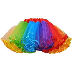 Womens Rainbow Puffy Tutu Layered Tulle Petticoat Skirt for Party (Regular Size(US 0-18w))