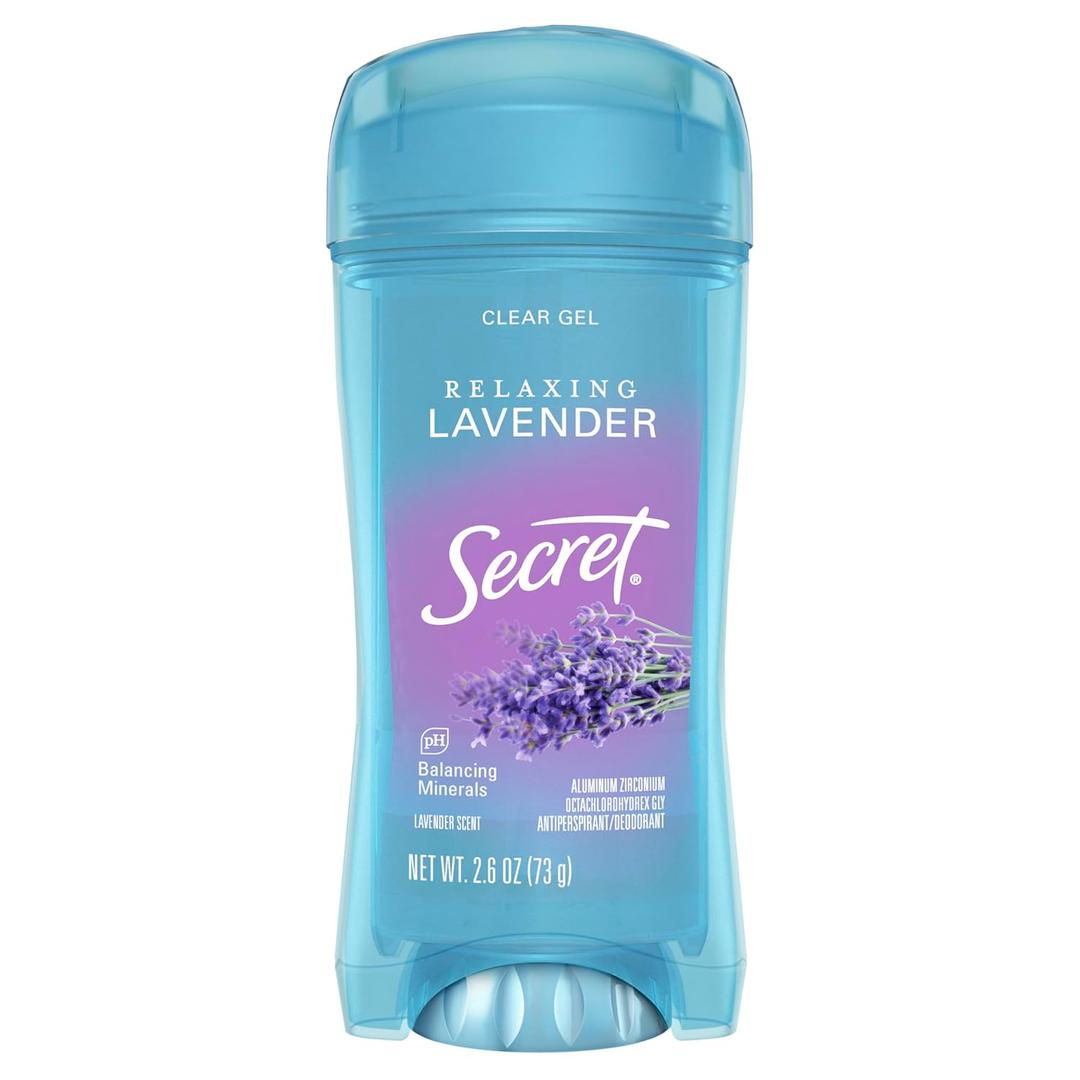 Secret Fresh Antiperspirant Deodorant for Women, 72hr Breathable Sweat & Odor Protection, Instant Freshness & Gentle, PH Balancing Minerals, Clear Gel, Relaxing Lavender Scent, 2.6 oz