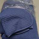 POLYTE 430 GSM Microfiber Quick Dry Lint Free Oversize Bath Towel Set, 6 Piece (Waffle Weave) (Royal Blue)