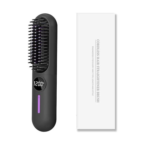 Beard Straightener for Men, Cordless Heated Beard Brush, Portable Beard Hot Combs, Ionic Hair Straightener Brush with 7 Temp Settings, Hot Comb for Home Travel