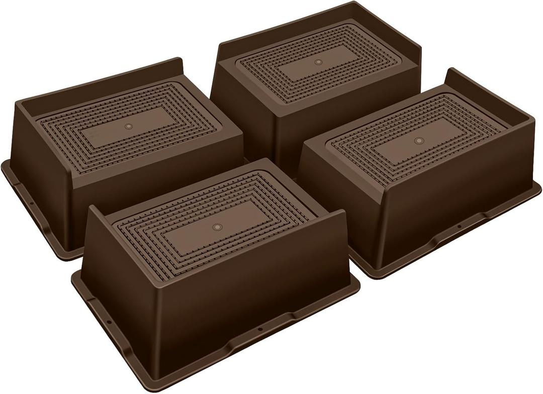 ANNKUT Bed Risers 3 Inch Heavy Duty,Oversized Couch Risers, Extra Wide Furniture Risers for Sofa Table Desk Headboard Chair Lifting,Rectangle Risering Blocks Support 6000 lbs(4 Pack Brown)