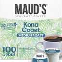 Maud's Kona Coffee Pods, 100 ct, Medium Roast Coffee in Single Serve Pods 100% Arabica Coffee, Compatible with Keurig K Cups Maker (EXP 04/21/28)