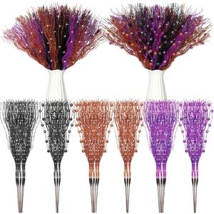 Giegxin 24 Pcs Christmas Artificial Glitter Berry Stem Ornament 17 Inch Fake Picks Branches Decorative Glitter Stick for Vase Christmas Tree DIY Wreath Craft Fireplace(Black, Purple, Orange)