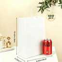 Amazingcraft Gift Bags 8x4.25x10.5 100Pcs White Paper Bags with Handles Bulk for Wedding, Party Favor, Grocery, Shopping, Retail, Merchandise Medium Kraft Paper Sacks