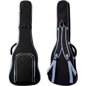 39/40 Inch Electric Guitar Gig Bag & Soft Case with Neck Strap,7mm Thick Padding+Waterproof Nylon Exterior, Backpack Style Guitar Bag with Dual Adjustable Shoulder Straps & Padded Side Handle, Grey