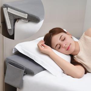 2-in-1 King Bed Wedge Pillow for Headboard Gap, Fills 06" Gaps, Rotates for Two Angles & Heights, Pressure Lock Design Keeps in Place, Dual Side Pockets, Removable Cover, Gray, 76"x10"x8"