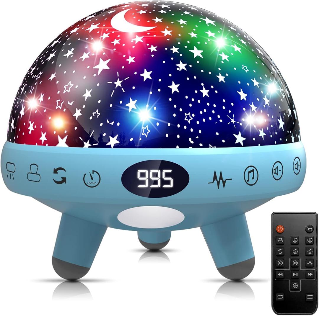 YACHANCE Night Light for Kids Room with Sound Machine Baby Night Light Star Projector White Noise Machine for Sleeping Soother Nursery Lamp 9 Natural Sounds 20 Lullabies with Remote Timer (Blue)