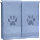 2 Pcs Dog Paw Hand Towels Blue Bathroom Decor 13 x 29 Inch 100% Cotton Embroidered Hand Towels Soft Absorbent Farmhouse for Kitchen Restroom