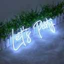 Let's Party Neon Signs, Neon Light Sign for Wall Decor 20 x 9Inches Large LED Neon Sign Art Decorative Lights for Wedding Party Home Bar Store Festival, White