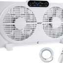 BEYOND BREEZE Twin Window Fan with Reversible Airflow, 9-Inch Window Fan with Timer, Remote Control and 3 Speeds, Expandable Window Exchaust Fans for Home Bedroom