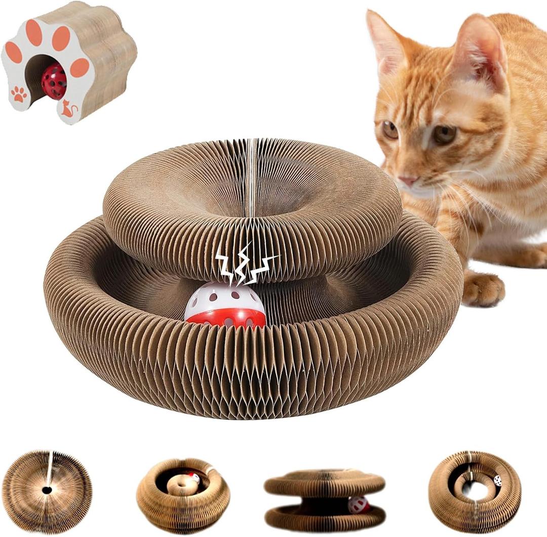 2 x SREBAY Cat Toy Interactive, Accordion Kitty Wheel Exerciser